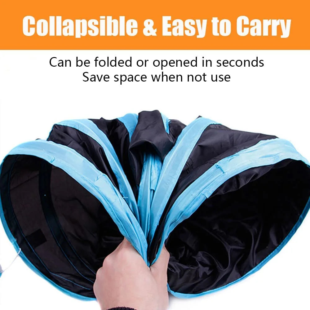 21Pcs Cat Toy Set with Orange Polka Dot Foldable Tunnel, Leopard Print Cat Teaser Wand, and Colorful Bell Balls -Suitable for Kittens, Bunnies, Puppies, and Rabbits