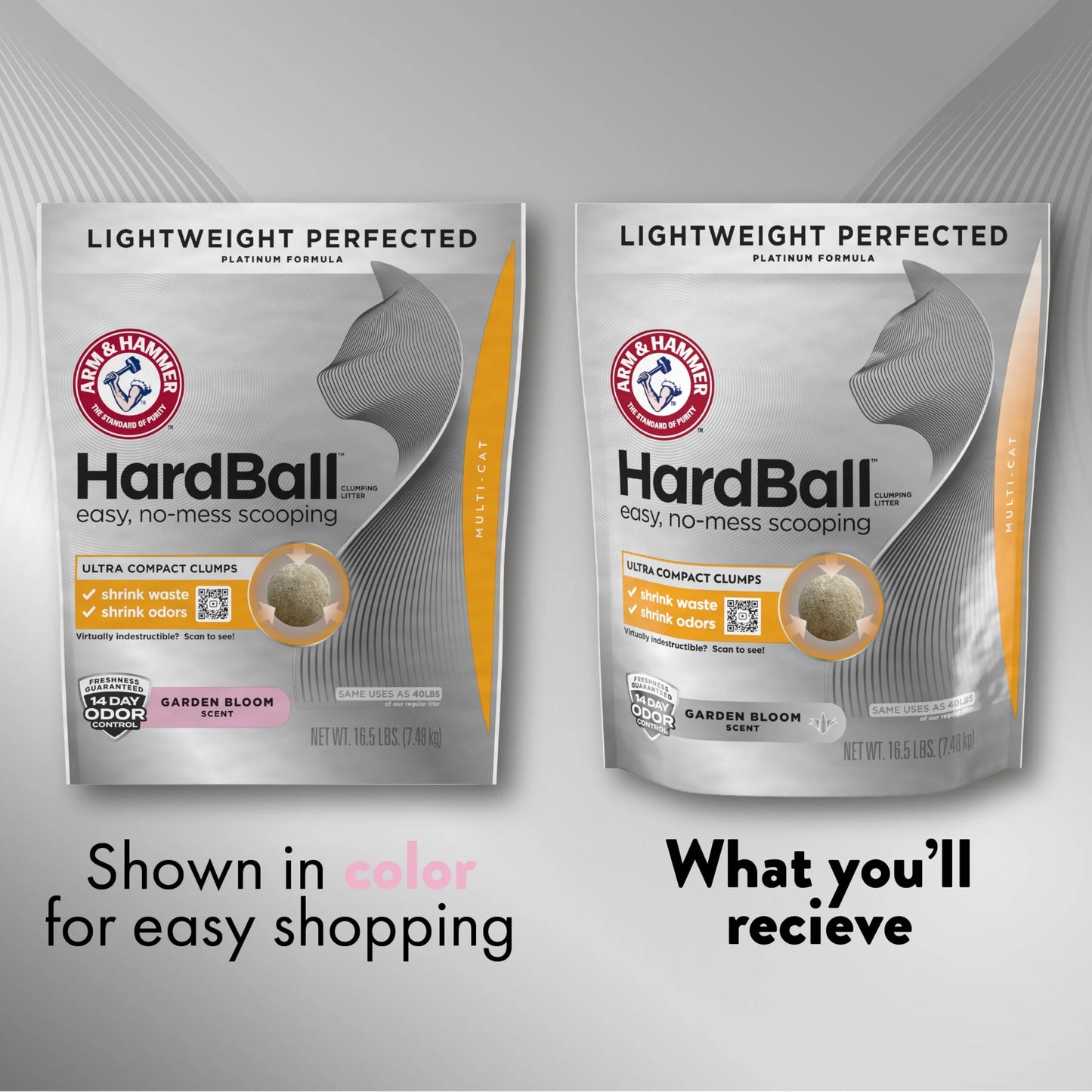 Hardball Clumping Cat Litter, Lightweight Platinum, Multi-Cat, Garden Bloom, 8.5 Lb