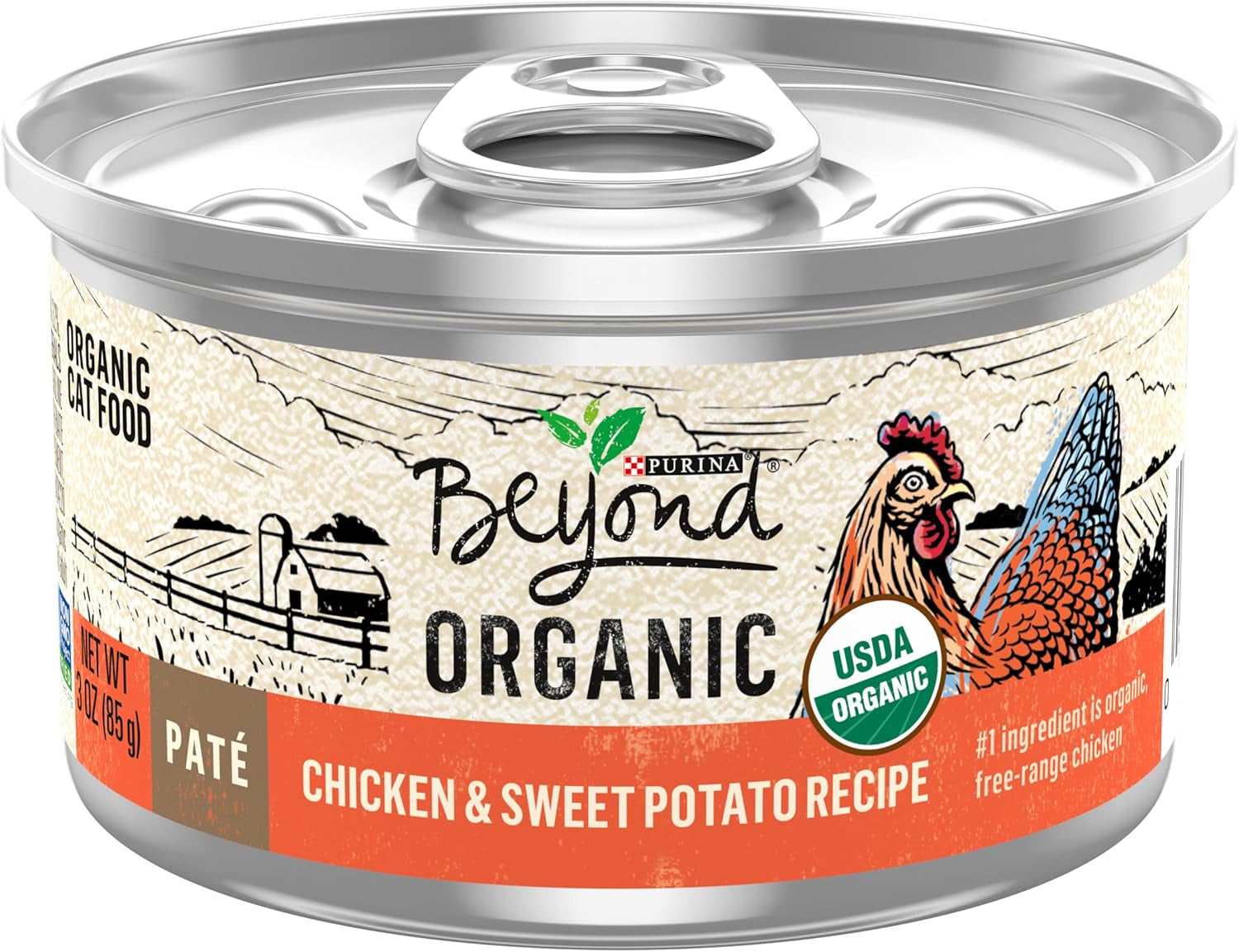 Organic Wet Cat Food Pate, Organic Chicken & Sweet Potato Adult Recipe - (Pack of 12) 3 Oz. Cans