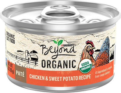 Organic Wet Cat Food Pate, Organic Chicken & Sweet Potato Adult Recipe - (Pack of 12) 3 Oz. Cans