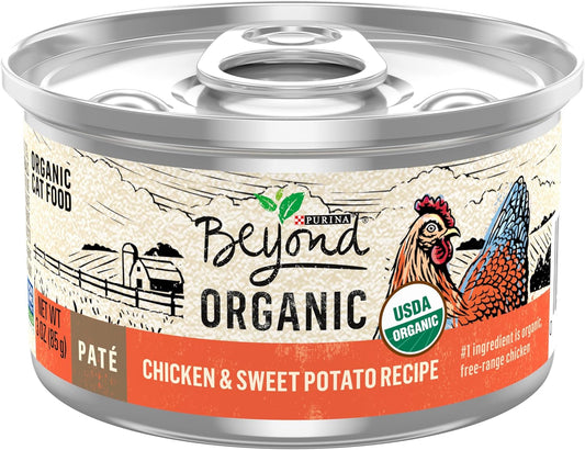 Organic Wet Cat Food Pate, Organic Chicken & Sweet Potato Adult Recipe - (Pack of 12) 3 Oz. Cans
