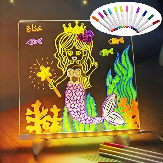 Erasable Glow Acrylic Drawing Board with Markers