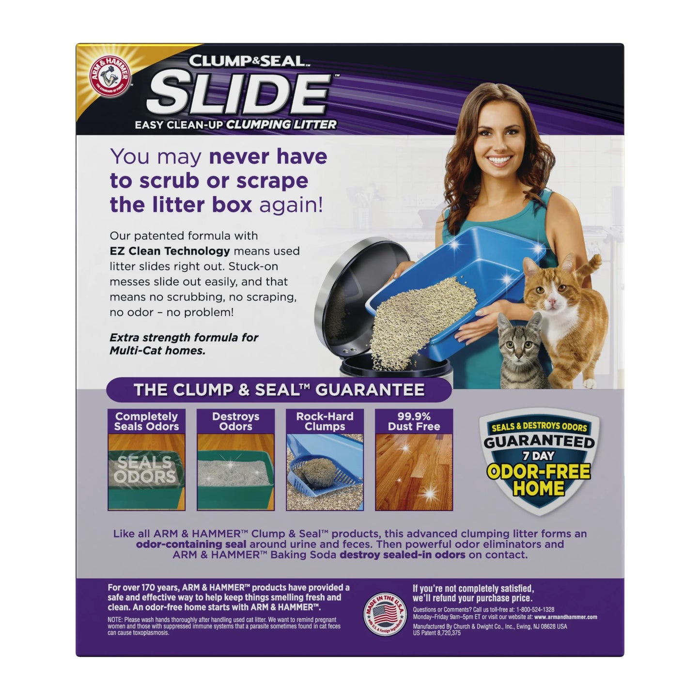Clump & Seal SLIDE Cat Litter, Easy Clean-Up Multi-Cat Clumping Litter, 28 Lbs