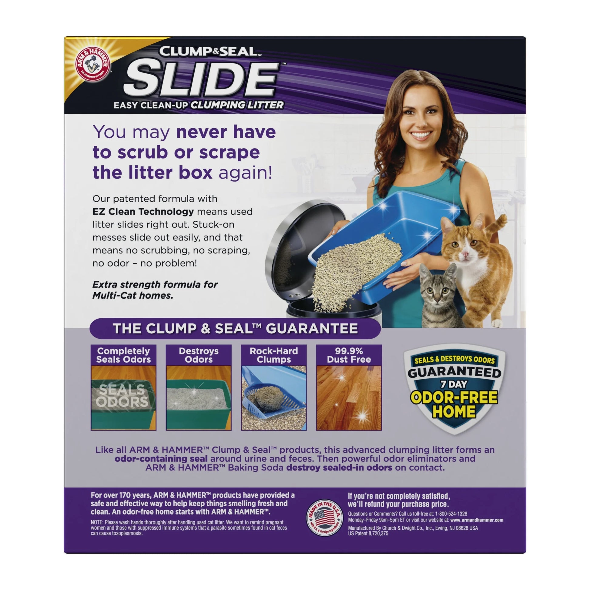 Clump & Seal SLIDE Cat Litter, Easy Clean-Up Multi-Cat Clumping Litter, 28 Lbs
