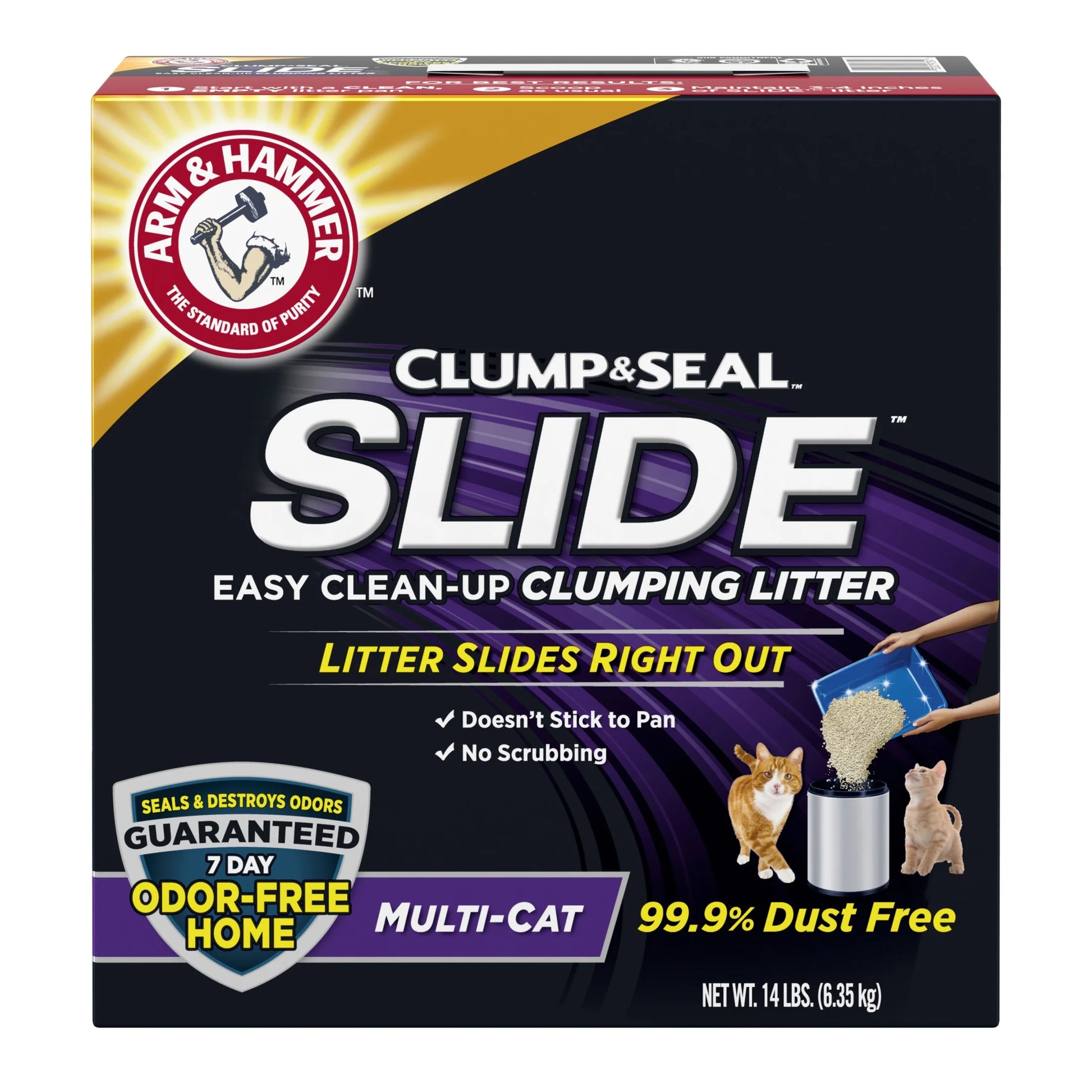 Clump & Seal SLIDE Cat Litter, Easy Clean-Up Multi-Cat Clumping Litter, 14 Lbs