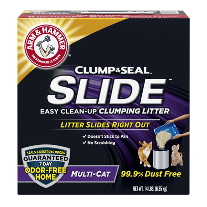 Clump & Seal SLIDE Cat Litter, Easy Clean-Up Multi-Cat Clumping Litter, 14 Lbs