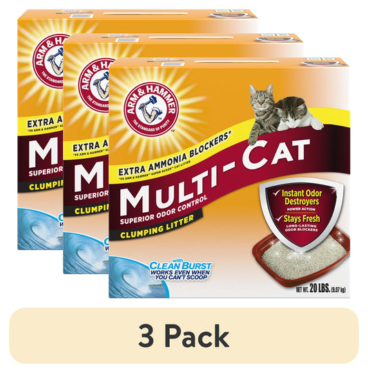 (3 Pack)  Multi-Cat Clumping Litter, Scented, 20 Lb