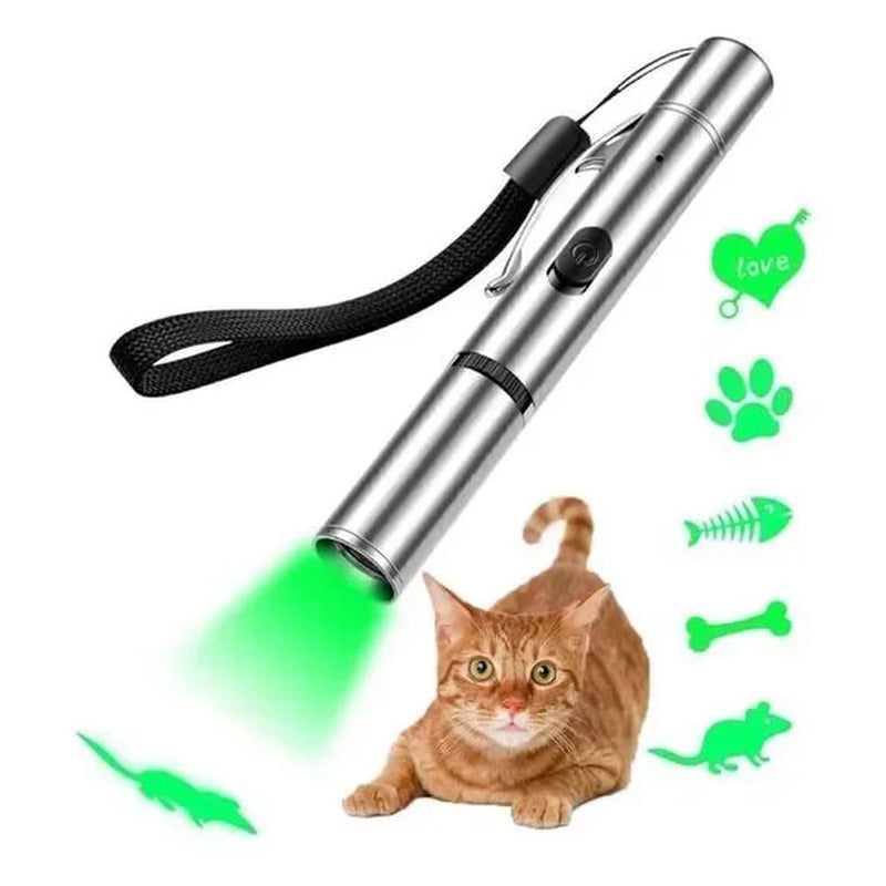 2 Pcs USB Rechargeable Laser Pointer Pen Cat Pet Toy Red Green UV Flashlight