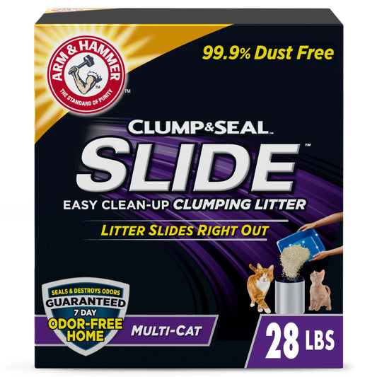Clump & Seal SLIDE Cat Litter, Easy Clean-Up Multi-Cat Clumping Litter, 28 Lbs