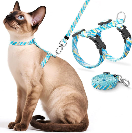 "Cat Harness & Leash Set Adjustable Escape-Proof Soft Kitten Stripes"