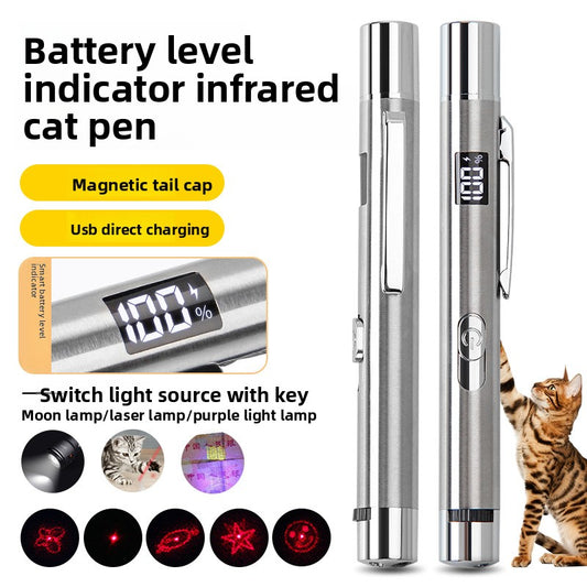 USB Rechargeable Laser Cat Teaser Pen with Battery Display