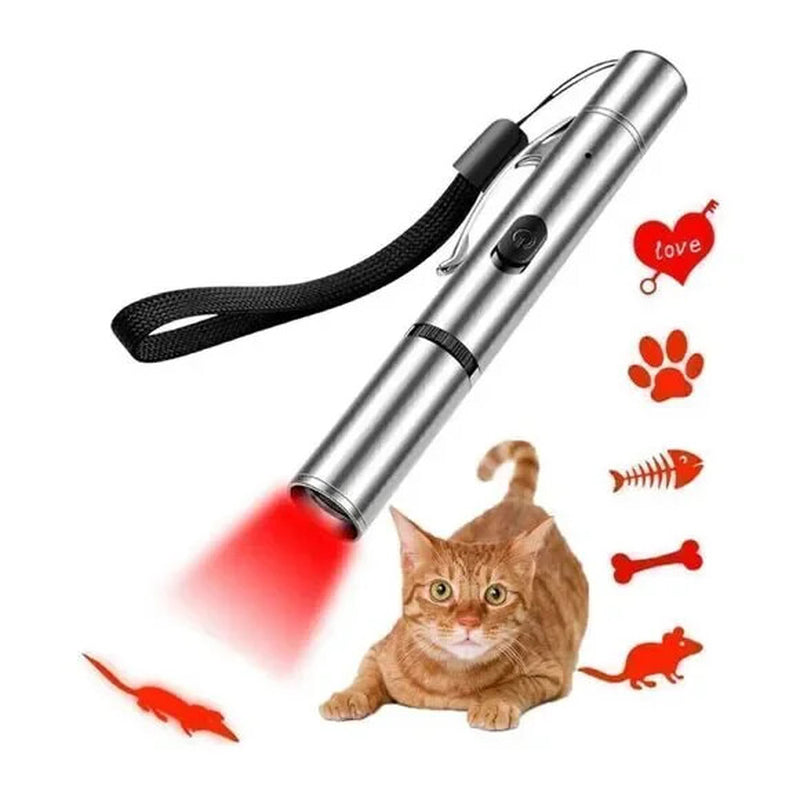 2 Pcs USB Rechargeable Laser Pointer Pen Cat Pet Toy Red Green UV Flashlight