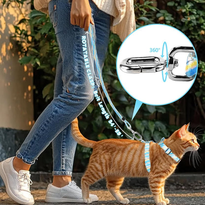 "Cat Harness & Leash Set Adjustable Escape-Proof Soft Kitten Stripes"