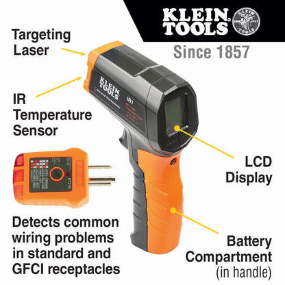IR1KIT Infrared Thermometer with GFCI Receptacle Tester