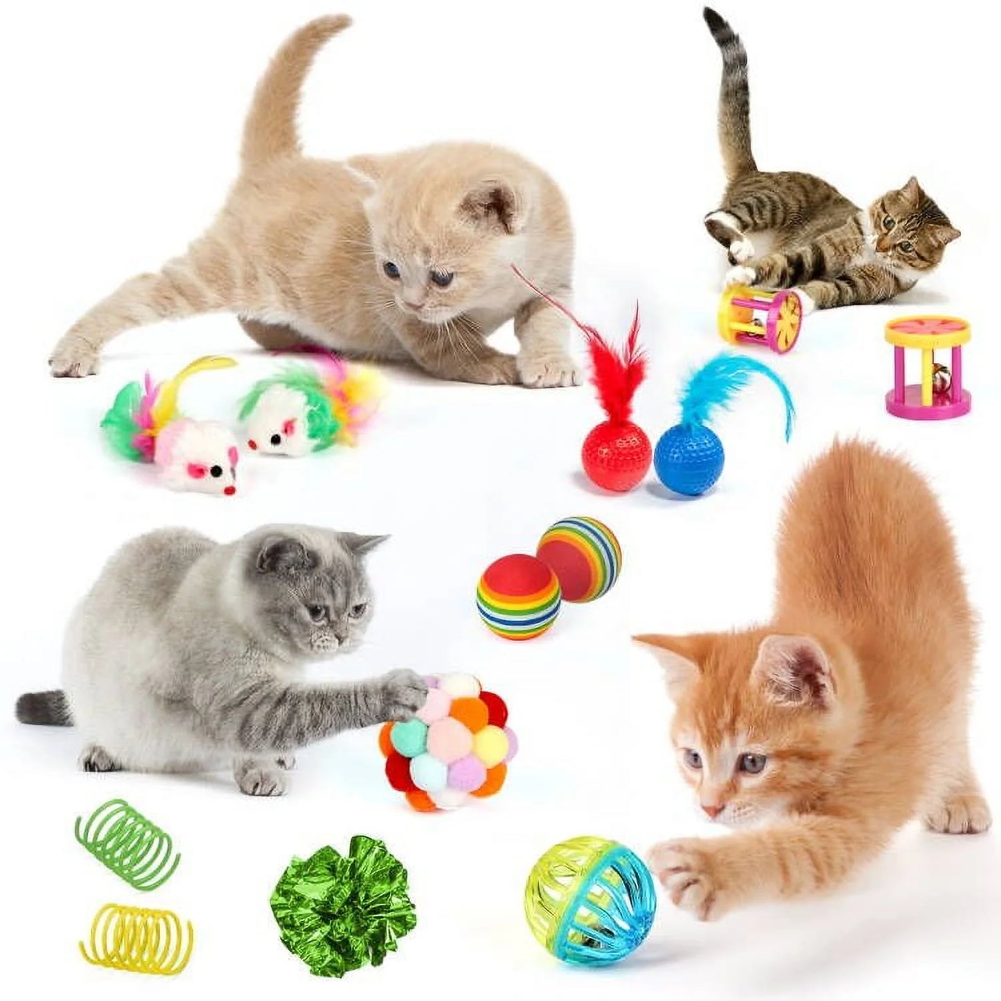 37 PCS Cat Toys, Interactive Kitten Toys for Indoor Kitty, Variety Catnip Toy Set Including Collapsible Cat Tunnel Tube Tent
