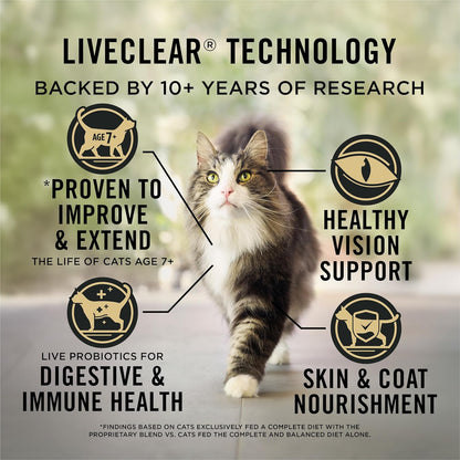 Liveclear Senior Cat Food 7+ Cat Allergen Reducer Prime plus Chicken and Rice Formula - 5.5 Lb. Bag