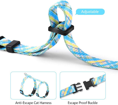"Cat Harness & Leash Set Adjustable Escape-Proof Soft Kitten Stripes"