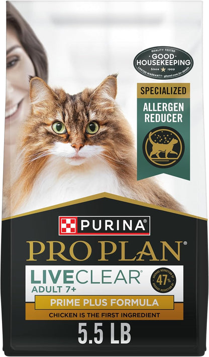 Liveclear Senior Cat Food 7+ Cat Allergen Reducer Prime plus Chicken and Rice Formula - 5.5 Lb. Bag