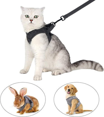 Cat Harness and Leash - Ultra Light Escape Proof Kitten Collar Cat Walking Jacket with Running Cushioning Soft and Comfortable Suitable for Puppies Rabbits