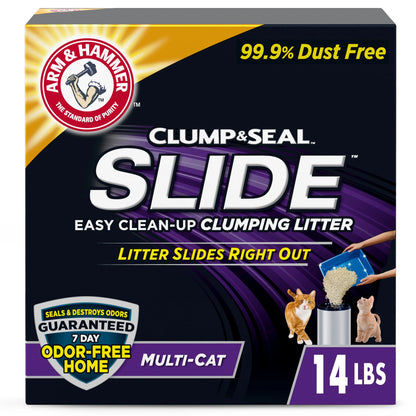 Clump & Seal SLIDE Cat Litter, Easy Clean-Up Multi-Cat Clumping Litter, 14 Lbs