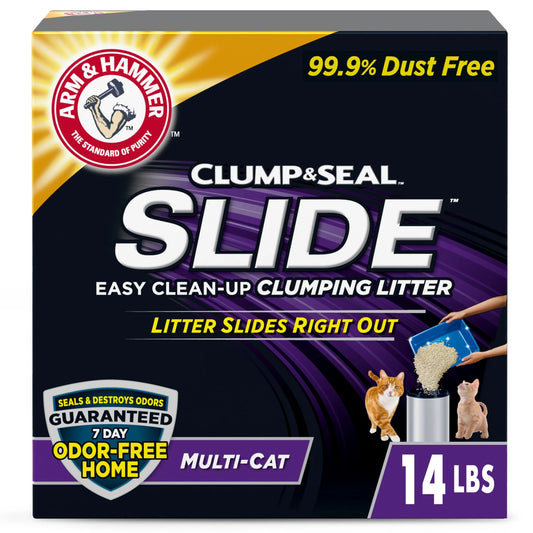Clump & Seal SLIDE Cat Litter, Easy Clean-Up Multi-Cat Clumping Litter, 14 Lbs