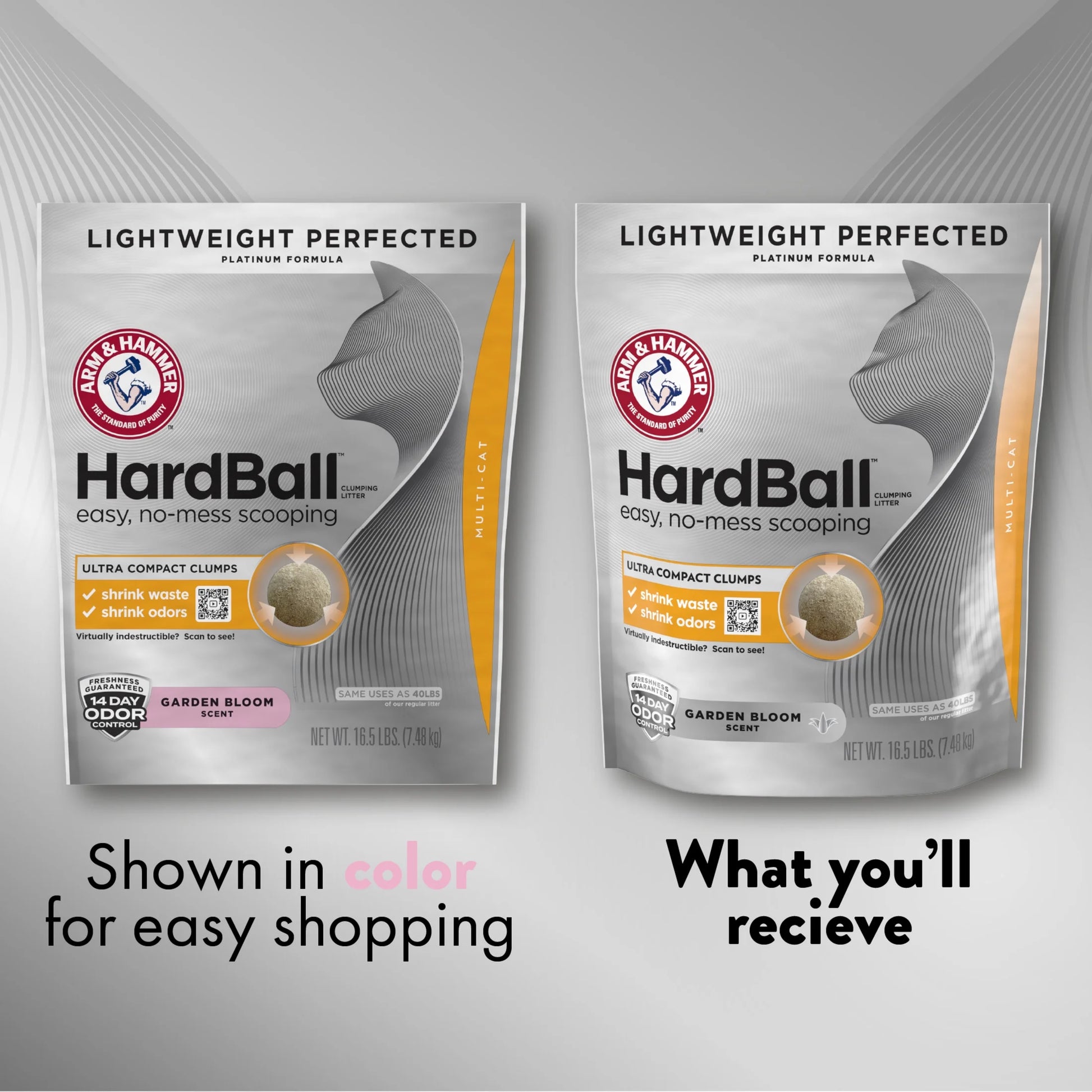 Hardball Clumping Cat Litter, Lightweight Platinum, Multi-Cat, Garden Bloom, 8.5 Lb