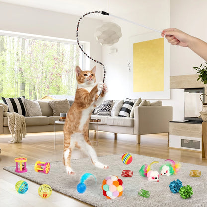 37 PCS Cat Toys, Interactive Kitten Toys for Indoor Kitty, Variety Catnip Toy Set Including Collapsible Cat Tunnel Tube Tent