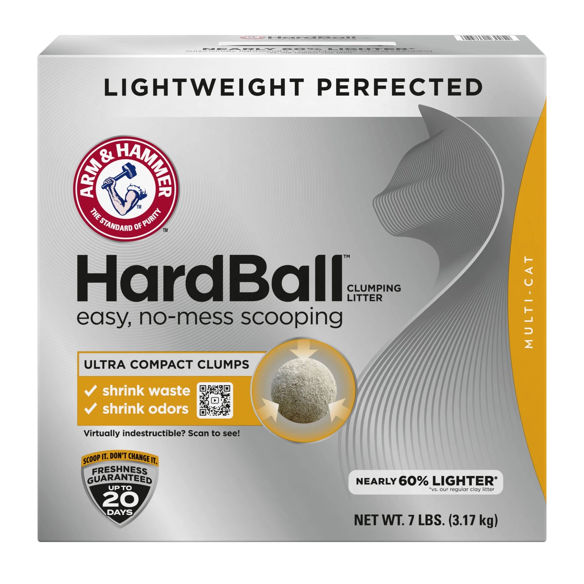 Hardball Lightweight Cat Litter, Multi-Cat Clumping Litter, No-Mess Scooping, 7 Lb
