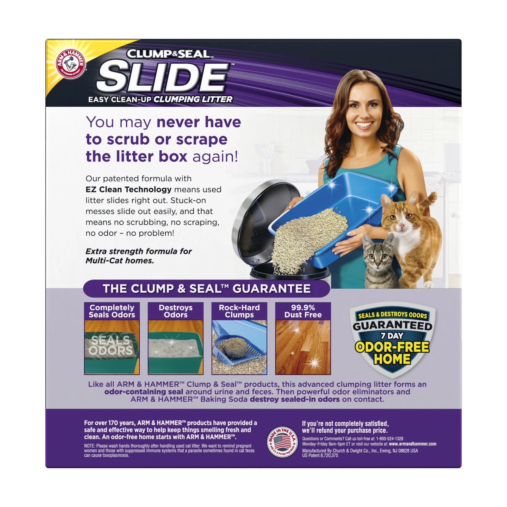 Clump & Seal SLIDE Cat Litter, Easy Clean-Up Multi-Cat Clumping Litter, 14 Lbs