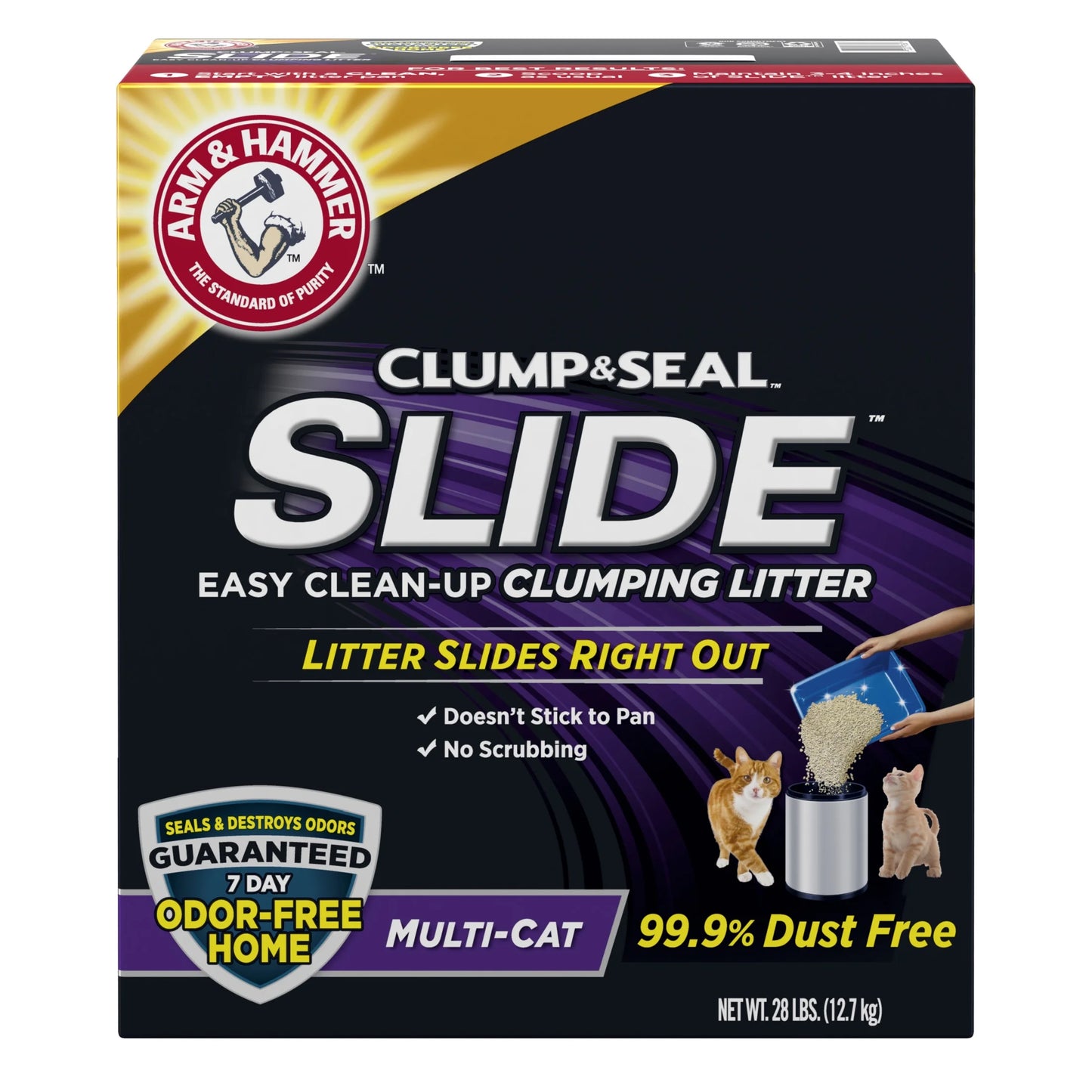 Clump & Seal SLIDE Cat Litter, Easy Clean-Up Multi-Cat Clumping Litter, 28 Lbs