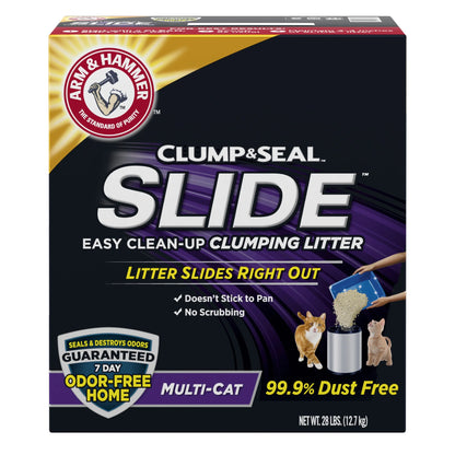 Clump & Seal SLIDE Cat Litter, Easy Clean-Up Multi-Cat Clumping Litter, 28 Lbs