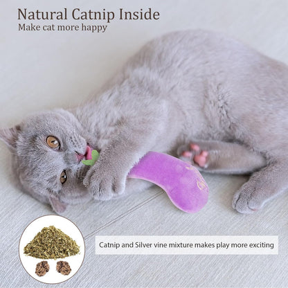 Catnip Cat Toys, Cat Nip Kitten Toy for Indoor Cats Kitty Kicker, Durable Kitten Teething Chew Toys, 5 Pack, Vegetable Shape