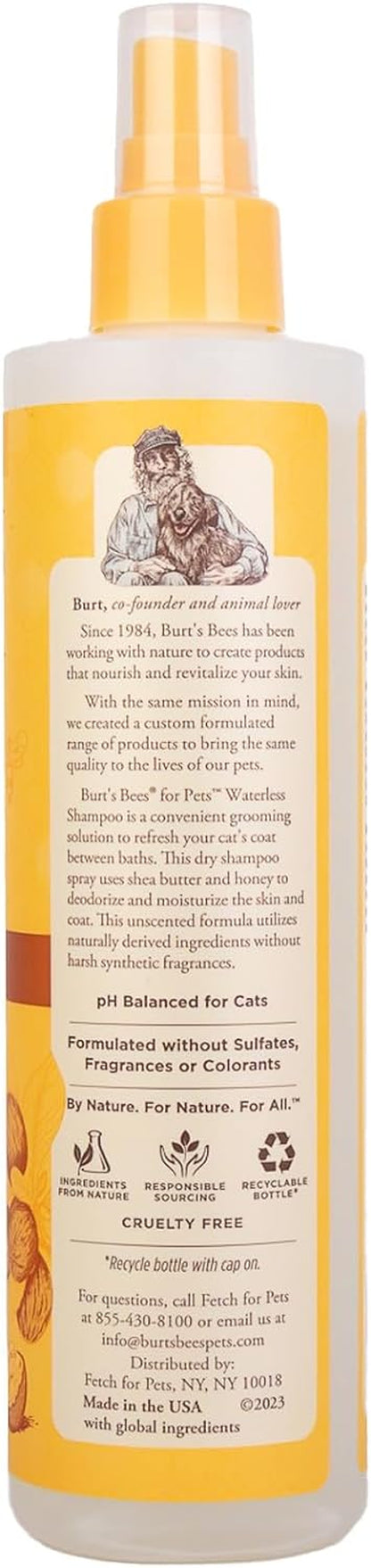 for Pets Waterless Cat Shampoo for Cats with Shea Butter and Honey - a No Rinse Dry Kitten Shampoo, Gentle Cat Grooming Supplies for Pet Cleaning, Kittens & Indoor Cats, 10 Fl Oz
