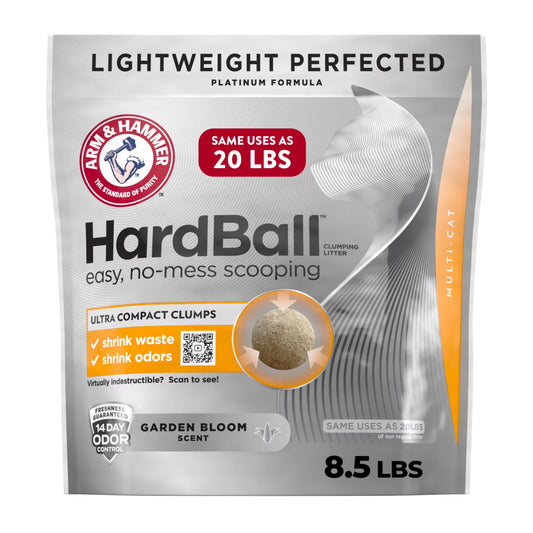 Hardball Clumping Cat Litter, Lightweight Platinum, Multi-Cat, Garden Bloom, 8.5 Lb