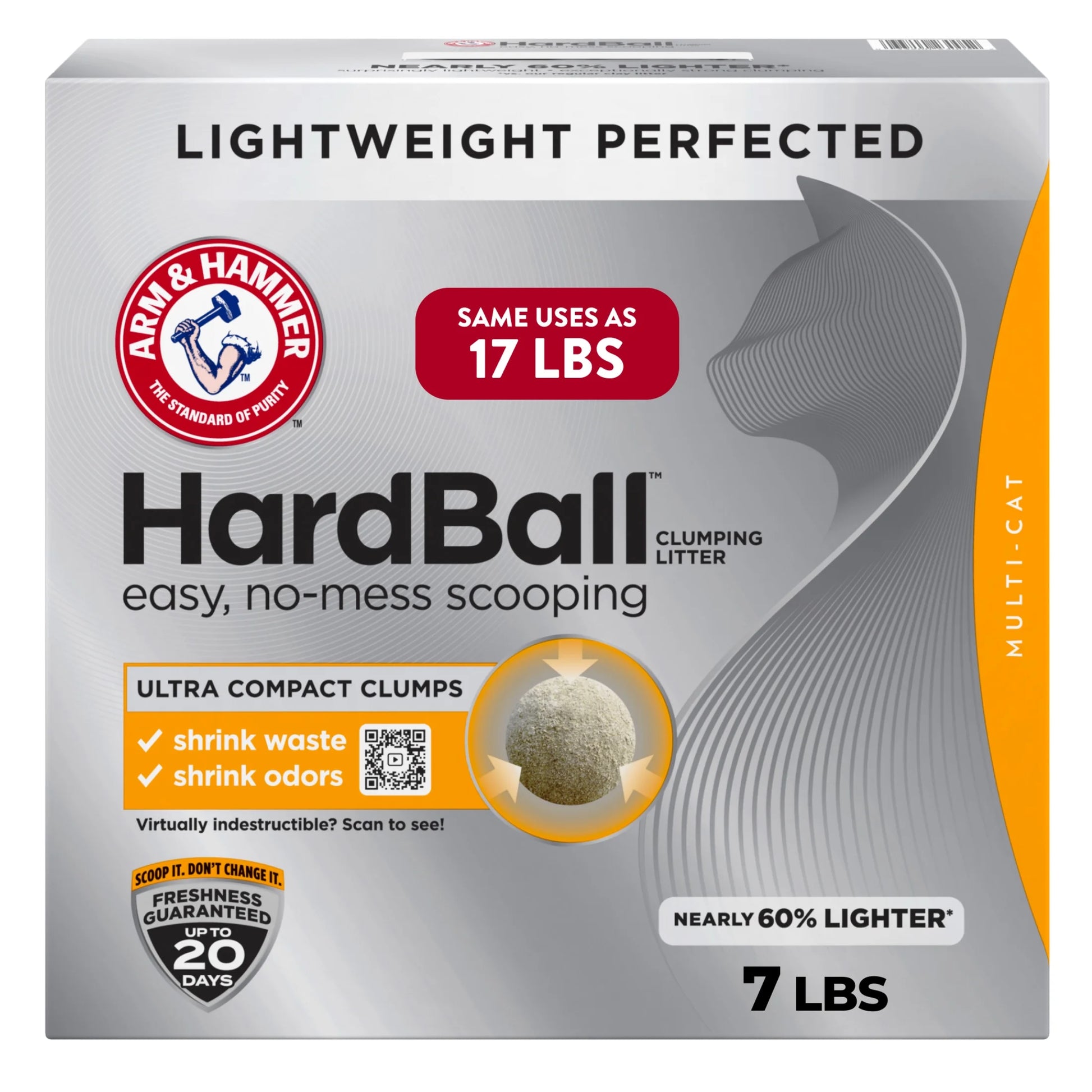 Hardball Lightweight Cat Litter, Multi-Cat Clumping Litter, No-Mess Scooping, 7 Lb