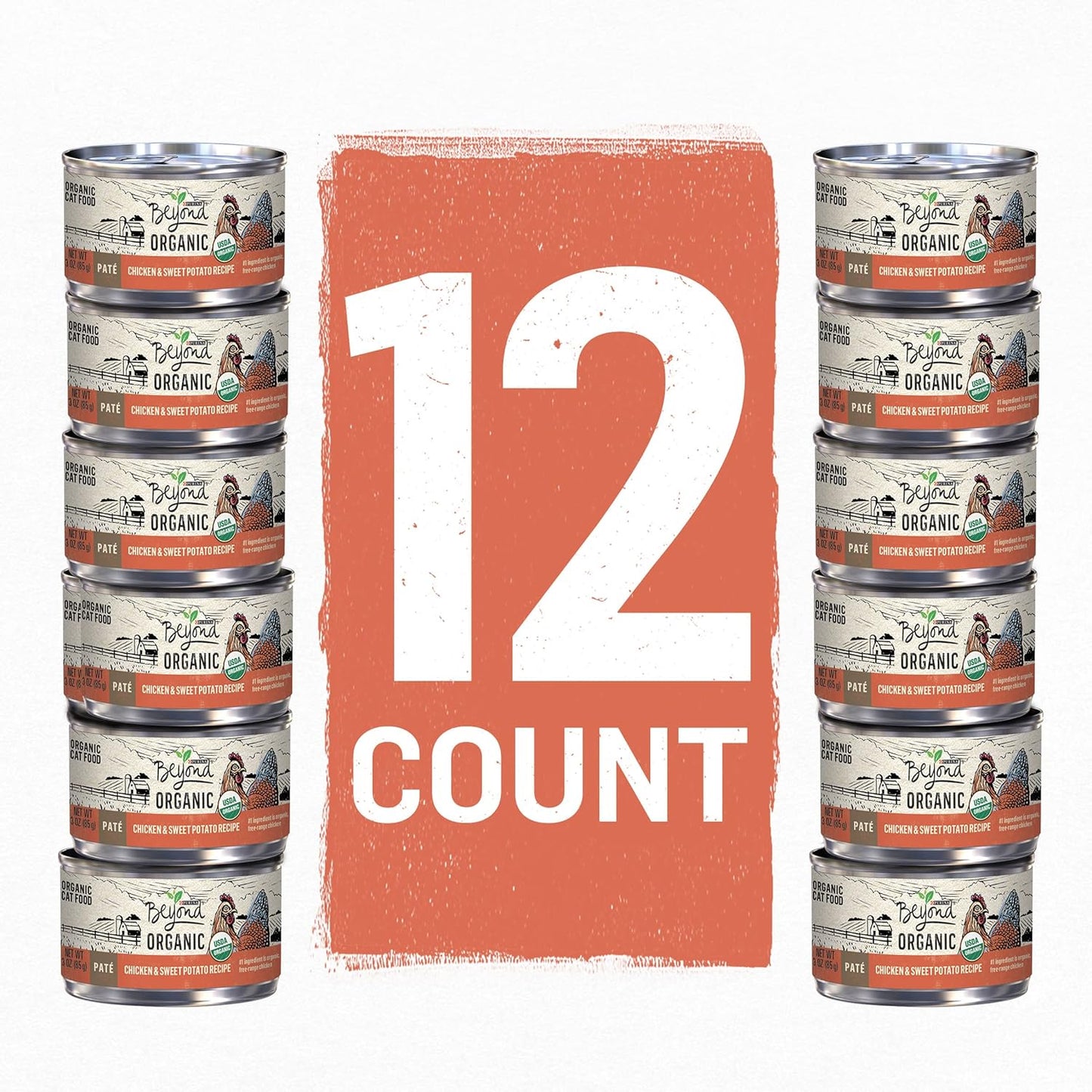 Organic Wet Cat Food Pate, Organic Chicken & Sweet Potato Adult Recipe - (Pack of 12) 3 Oz. Cans