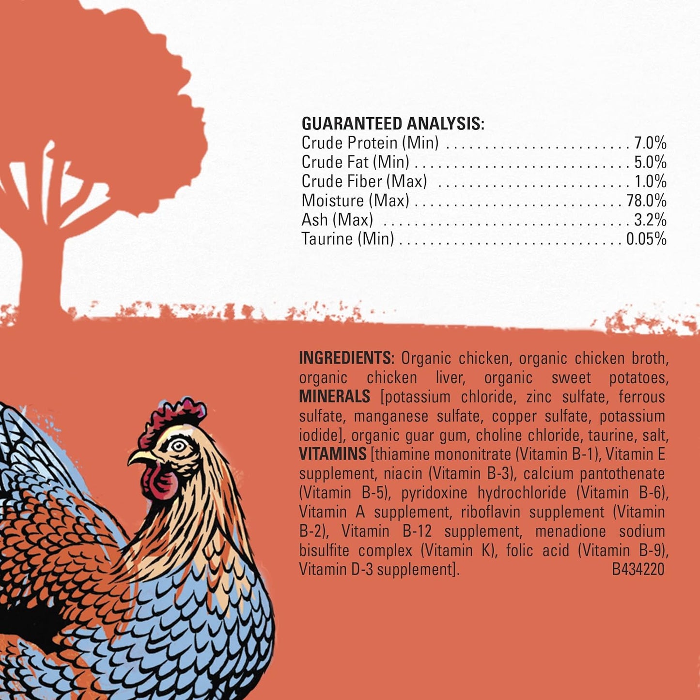 Organic Wet Cat Food Pate, Organic Chicken & Sweet Potato Adult Recipe - (Pack of 12) 3 Oz. Cans