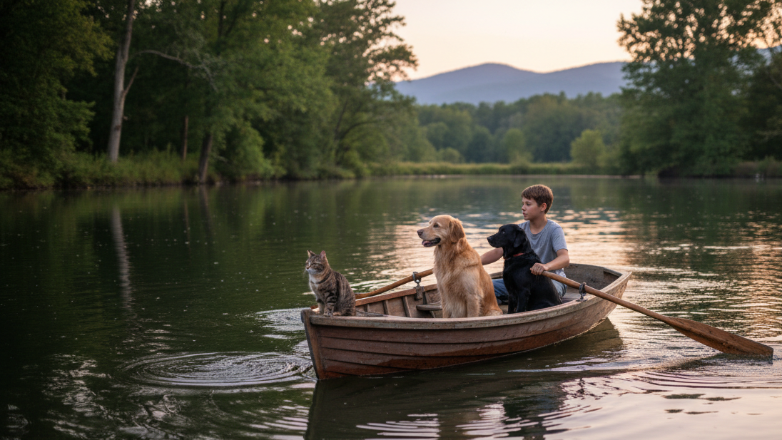 regenerate with the boy facing the rear of the boat
